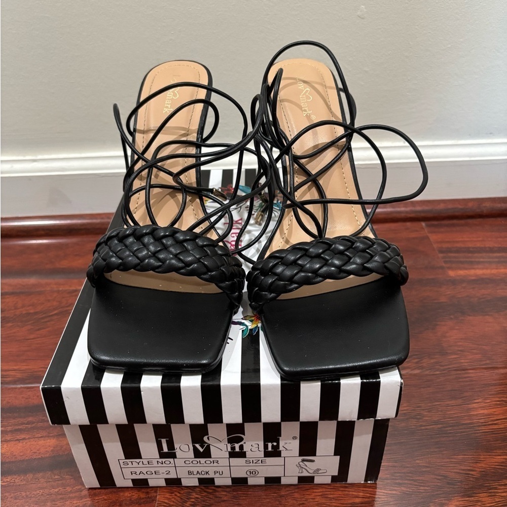 Black Heels Size 10 Tie- Up